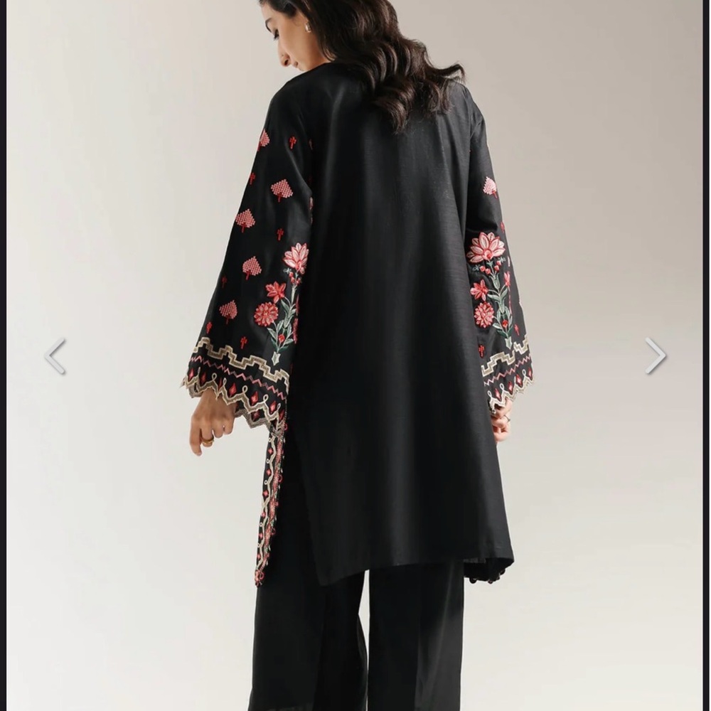 Black Tunic with Floral Embroidery